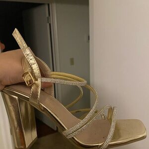 Gold Strappy Women's Heels